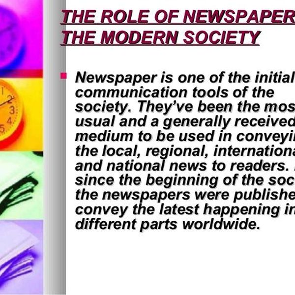 Role Of Newspaper Essay Examples