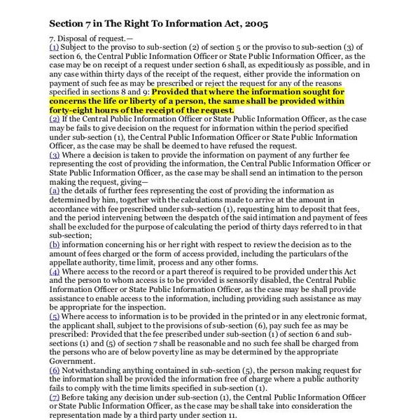 Rti Act 2005 Essay Examples