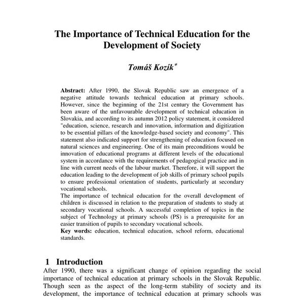 The Importance Of Technical Education Essay Examples