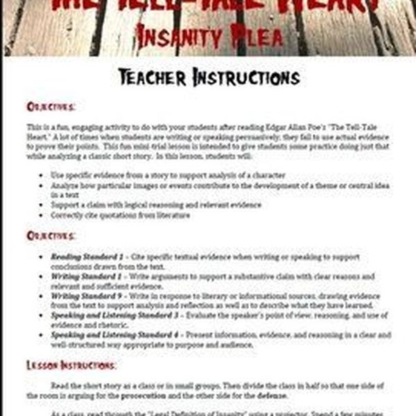The Tell Tale Heart Insanity Essay Examples