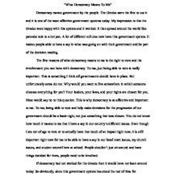 What Democracy Means To Me Essay Examples