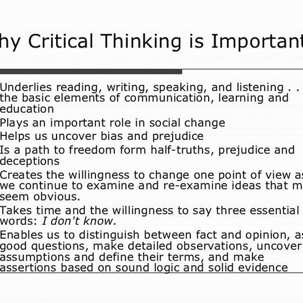 Why Critical Thinking Is Important Essay Examples