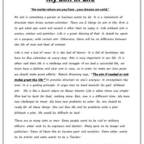 Your Aim In Life Essay Examples