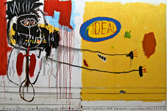 Jean-Michel Basquiat
She Installs Confidence and Picks His Brain Like a Salad, 1987
Acrylic and oil paintstick on wood
92½ x 116 1/8 inches Jean-Michel Basquiat
She Installs Confidence and Picks His Brain Like a Salad, 1987
Acrylic and oil paintstick on wood
92½ x 116 1/8 inches