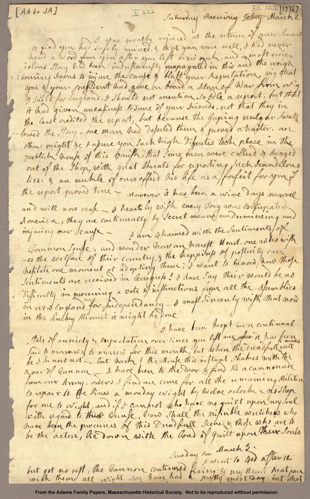 Abigail Adams's Letter to John Adams
